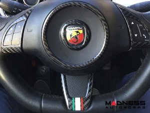 FIAT 500 Steering Wheel Trim - 3 piece kit - Carbon Fiber - Italian Racing Stripe